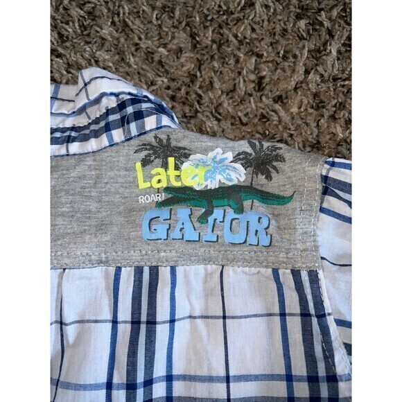 Nannette Kids white/blue plaid button‎ down boys shirt size 5 - Picture 5 of 6